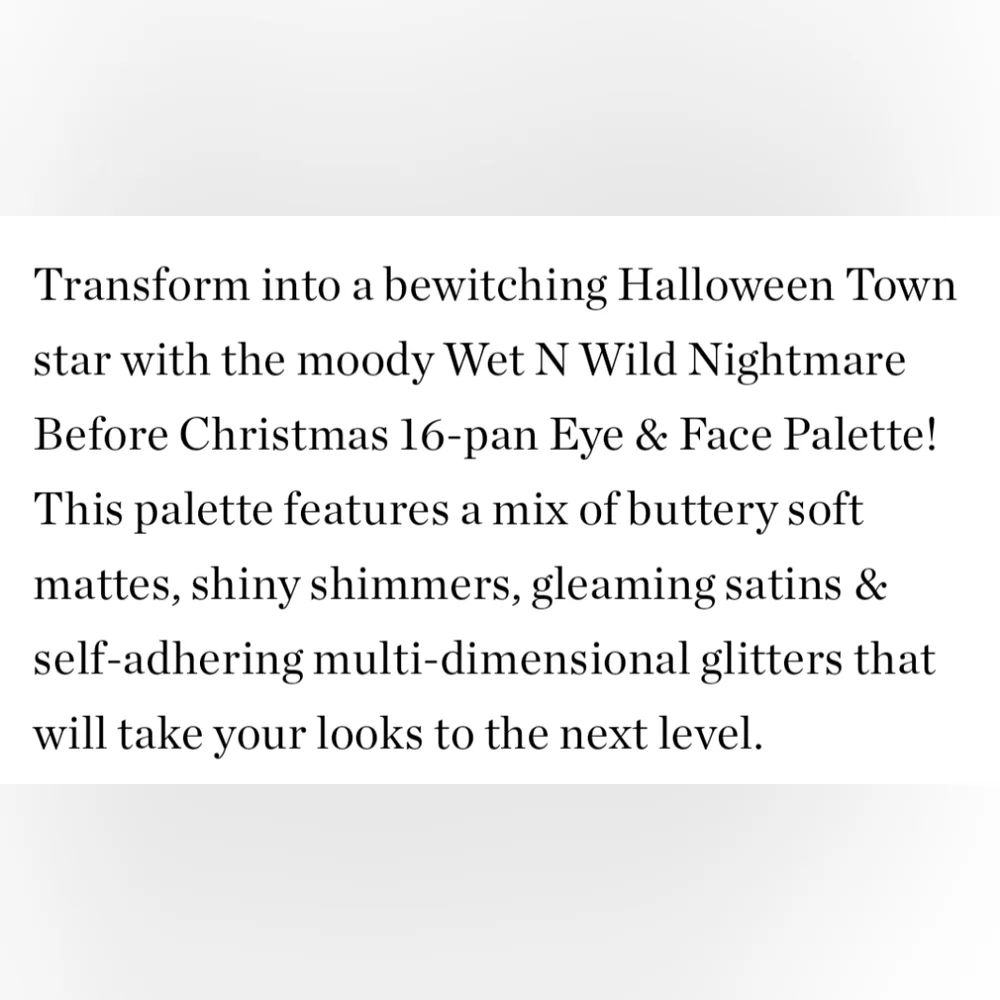HP 💖🎉 Nightmare Before Christmas Eye & Face Palette ✨✨ 🆕 Wet N Wild
